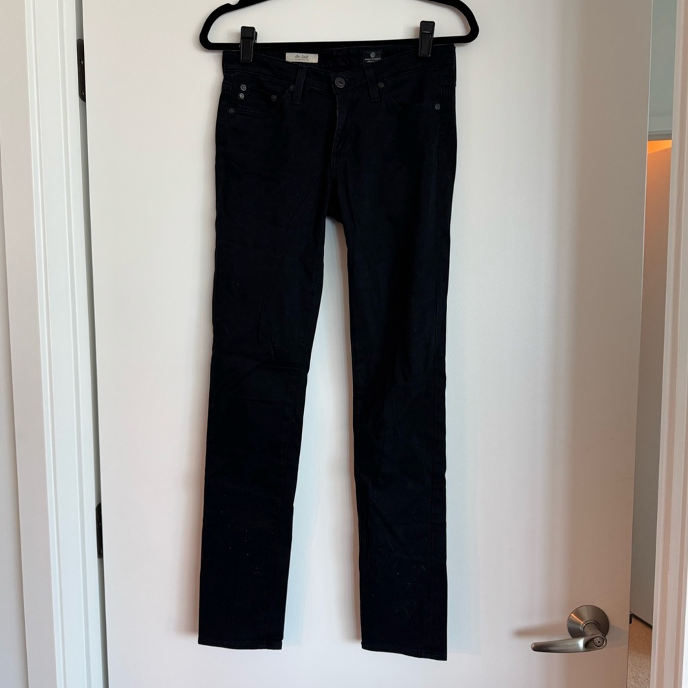 AG Adriano Goldschmied Black Cigarette Slit Jeans